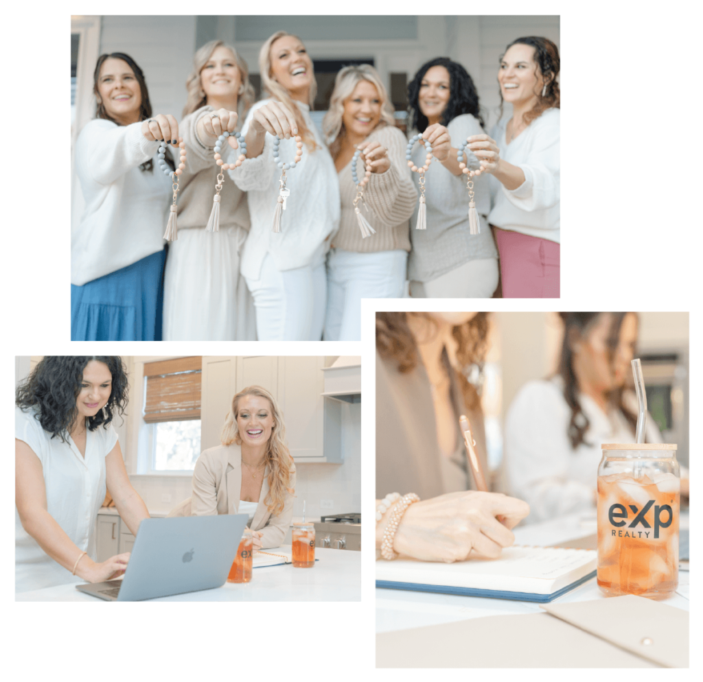collage of the elevate team members, Jessica and Michaela, and people taking notes