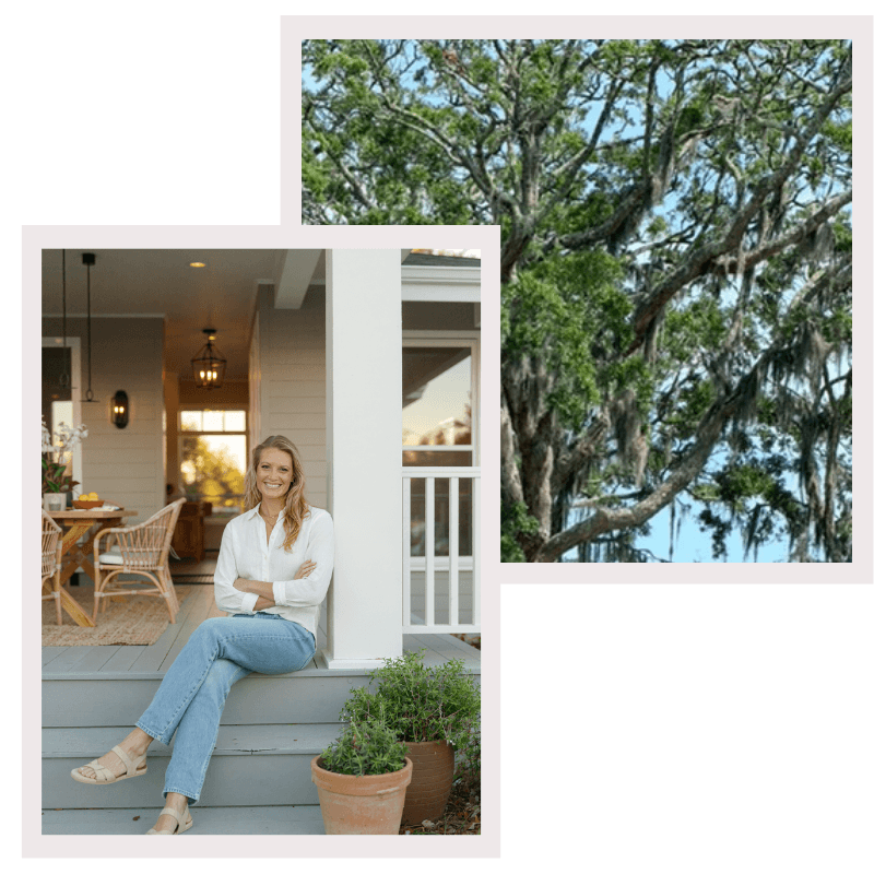 michaela burkett sitting on the front porch of a southern home